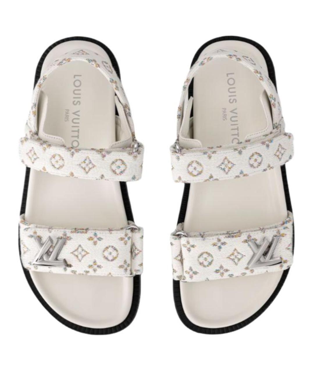 LOUIS VUITTON Белые кожаные сандалии, фото 4