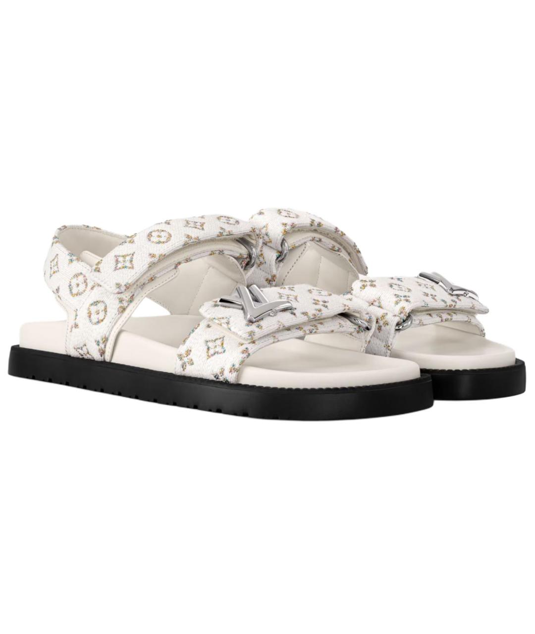 LOUIS VUITTON Белые кожаные сандалии, фото 3