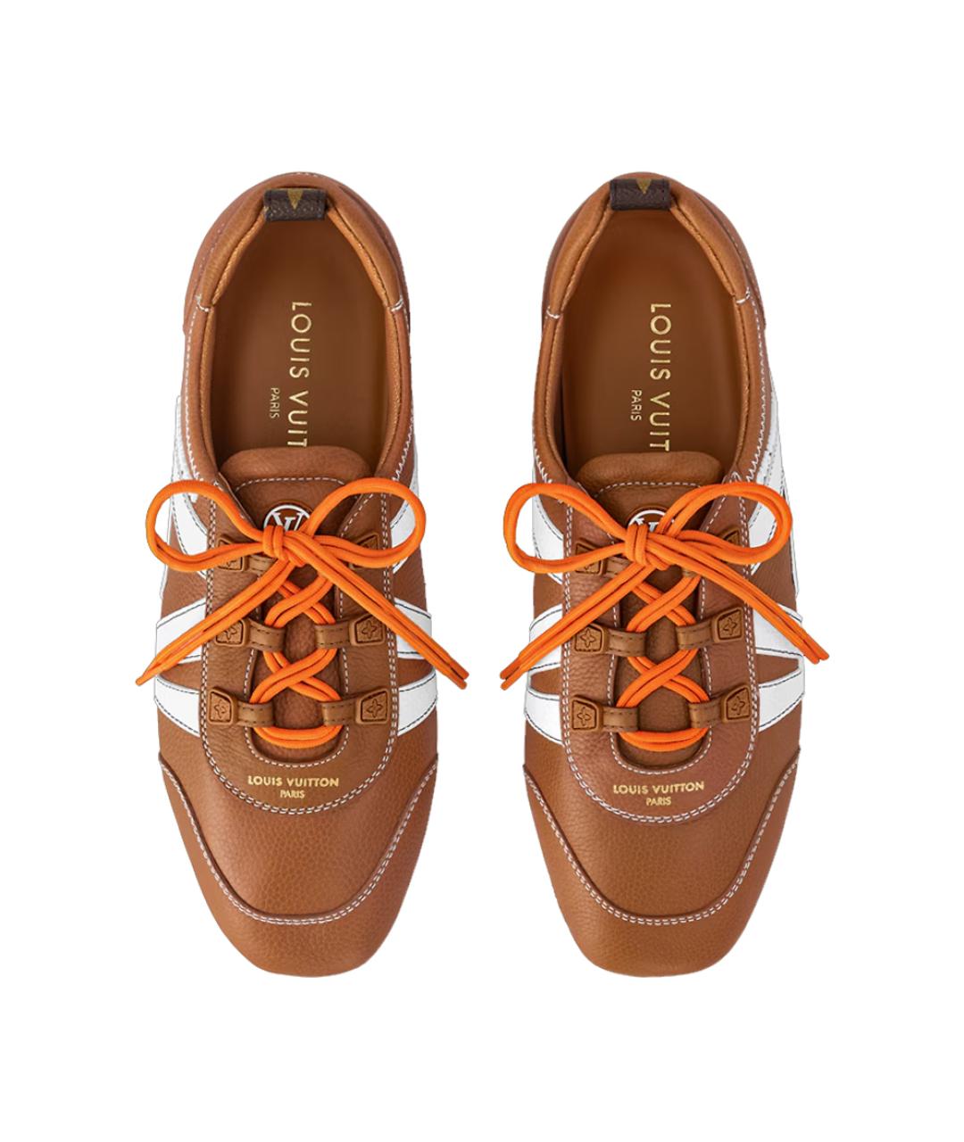 LOUIS VUITTON Коричневые кожаные кроссовки, фото 3