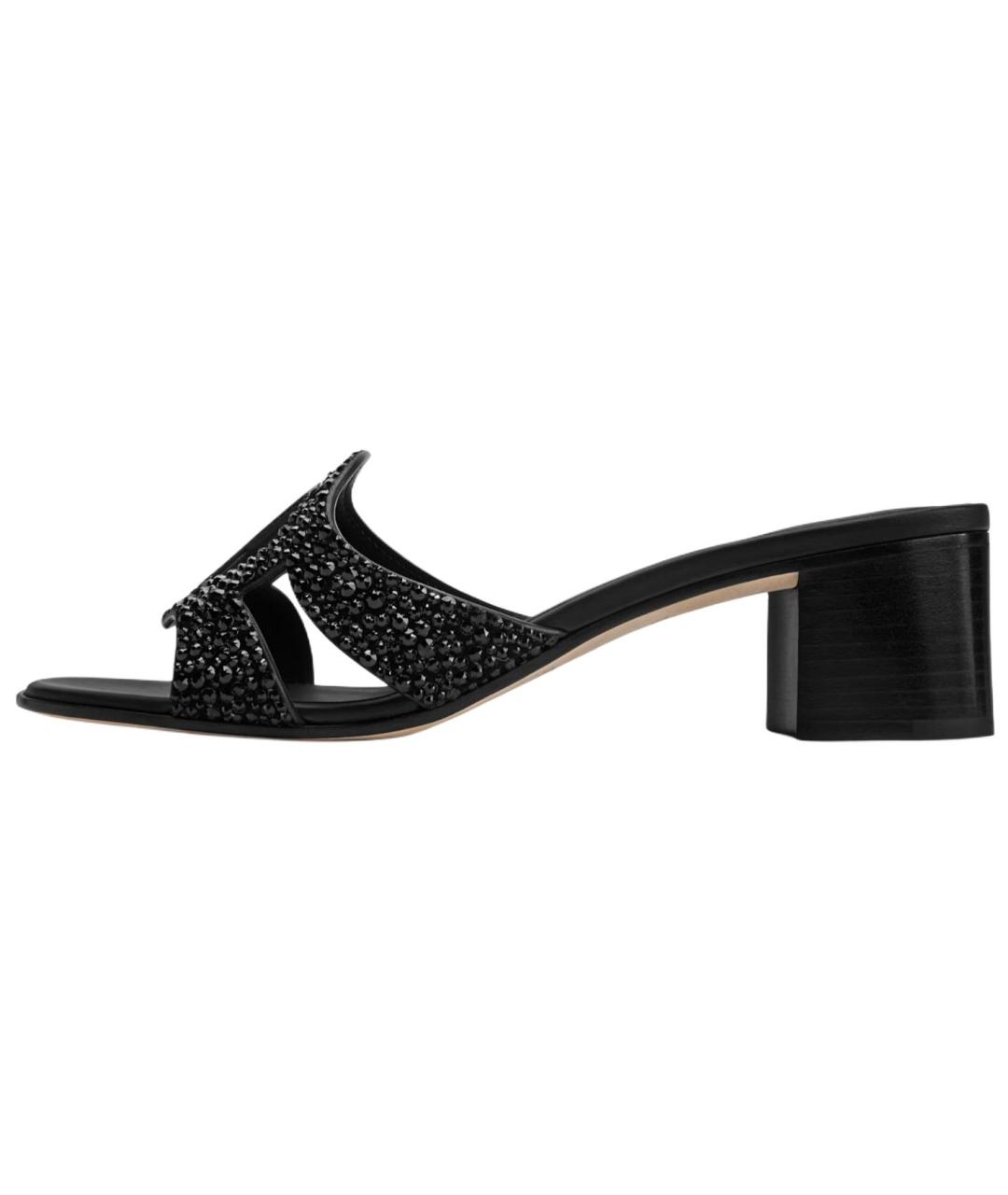 LOUIS VUITTON Черные кожаные сандалии, фото 2