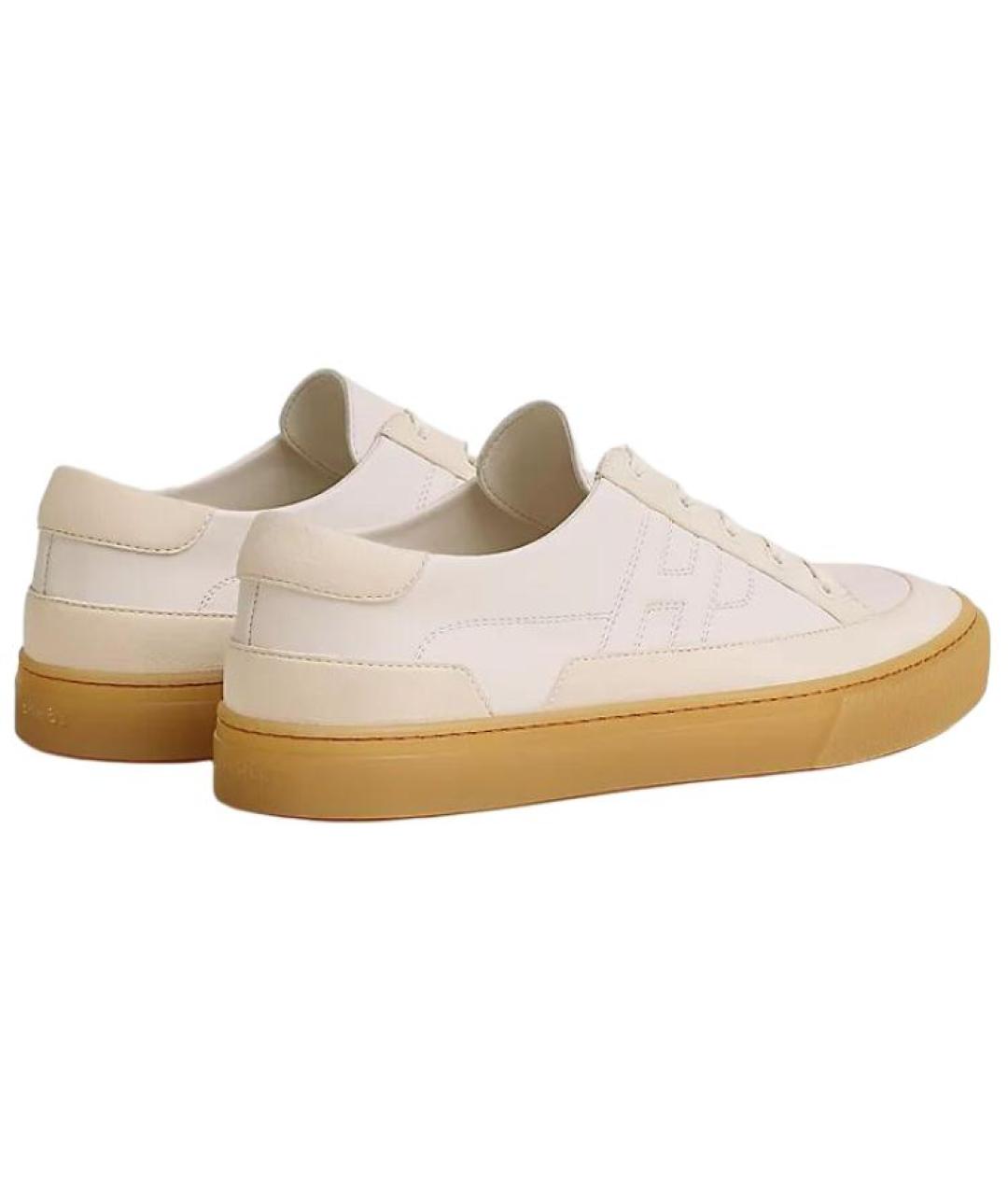 HERMES Бежевые кожаные низкие кроссовки / кеды, фото 4