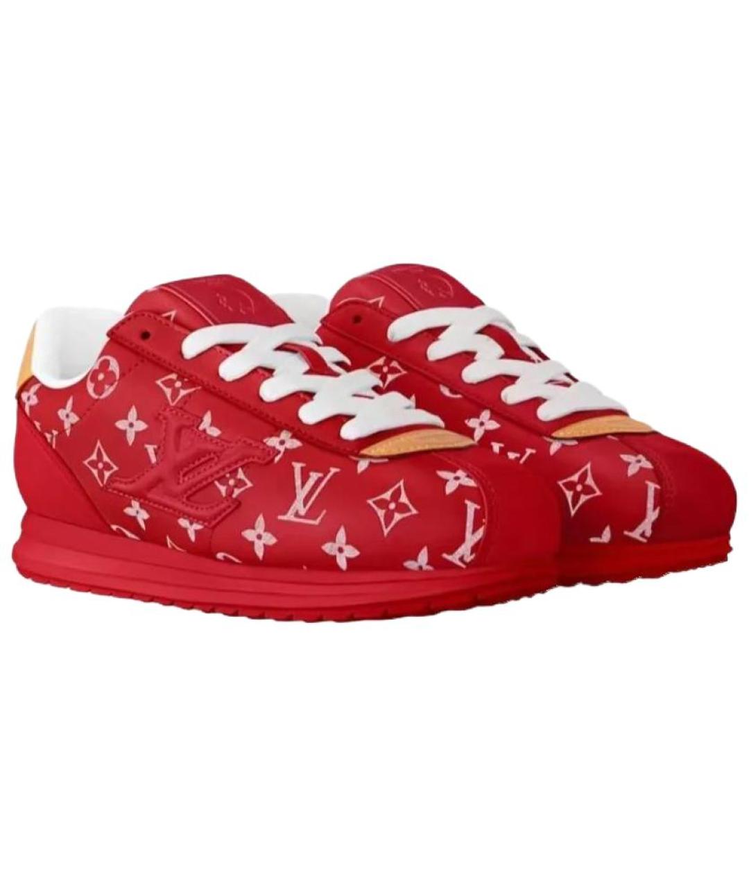 LOUIS VUITTON Красные кожаные низкие кроссовки / кеды, фото 5