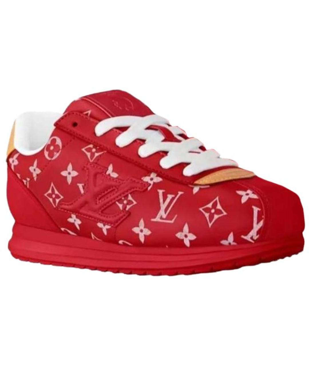 LOUIS VUITTON Красные кожаные низкие кроссовки / кеды, фото 4