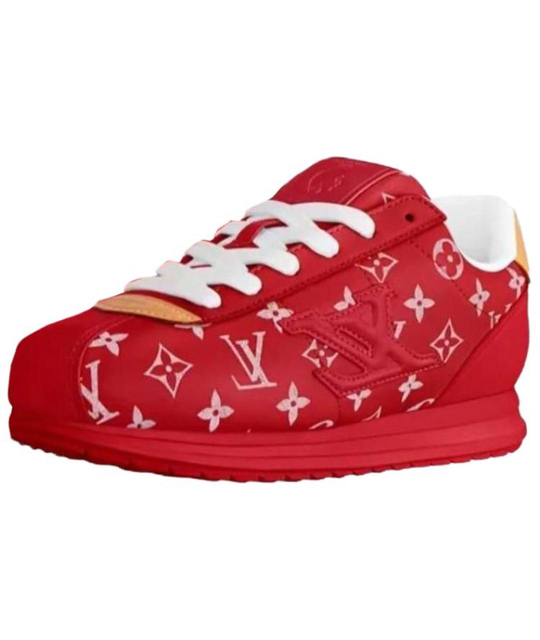 LOUIS VUITTON Красные кожаные низкие кроссовки / кеды, фото 3
