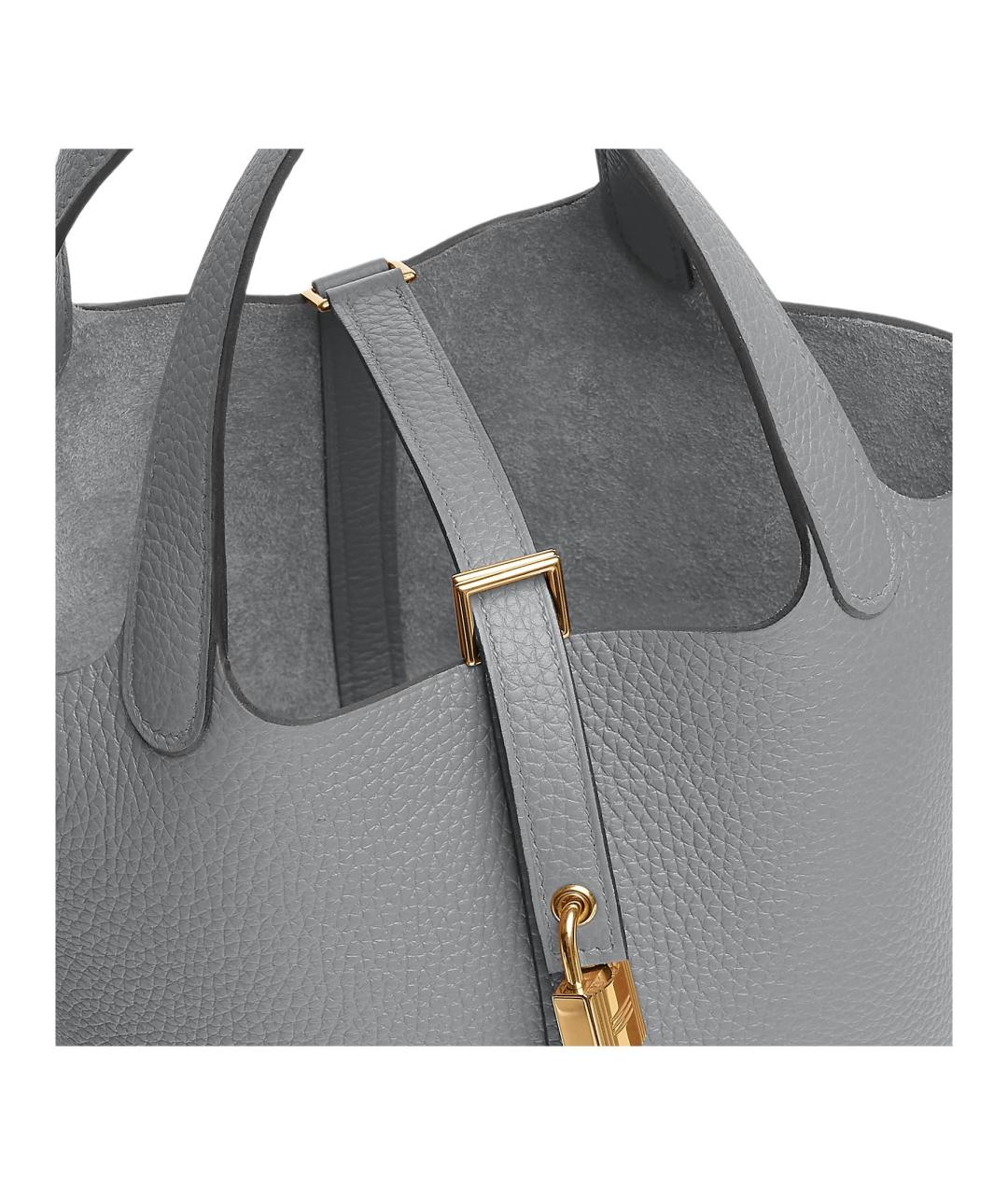 HERMES Серая кожаная сумка через плечо, фото 4