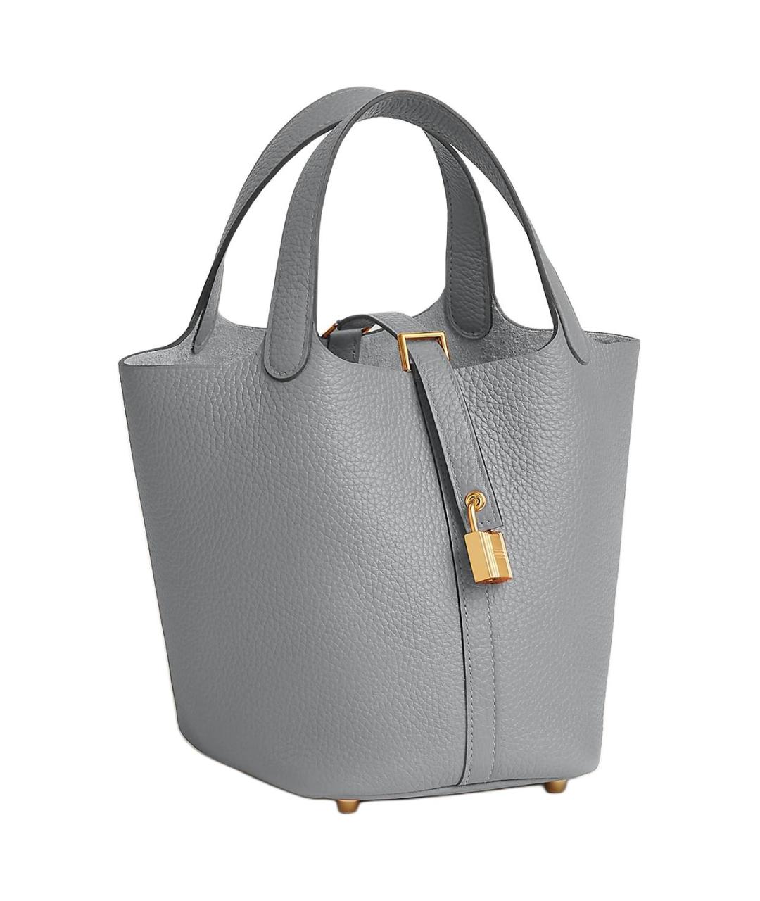 HERMES Серая кожаная сумка через плечо, фото 2