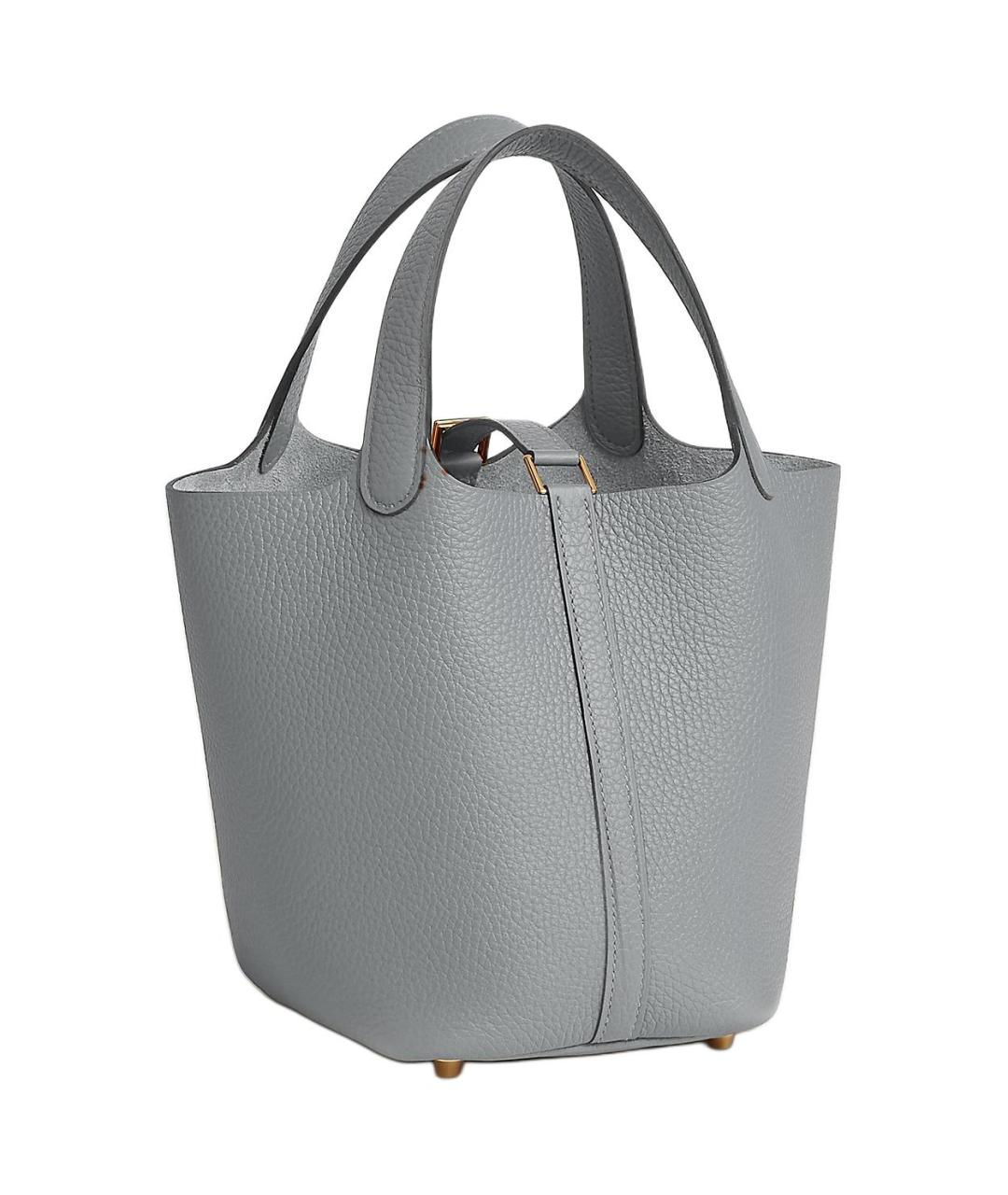 HERMES Серая кожаная сумка через плечо, фото 3