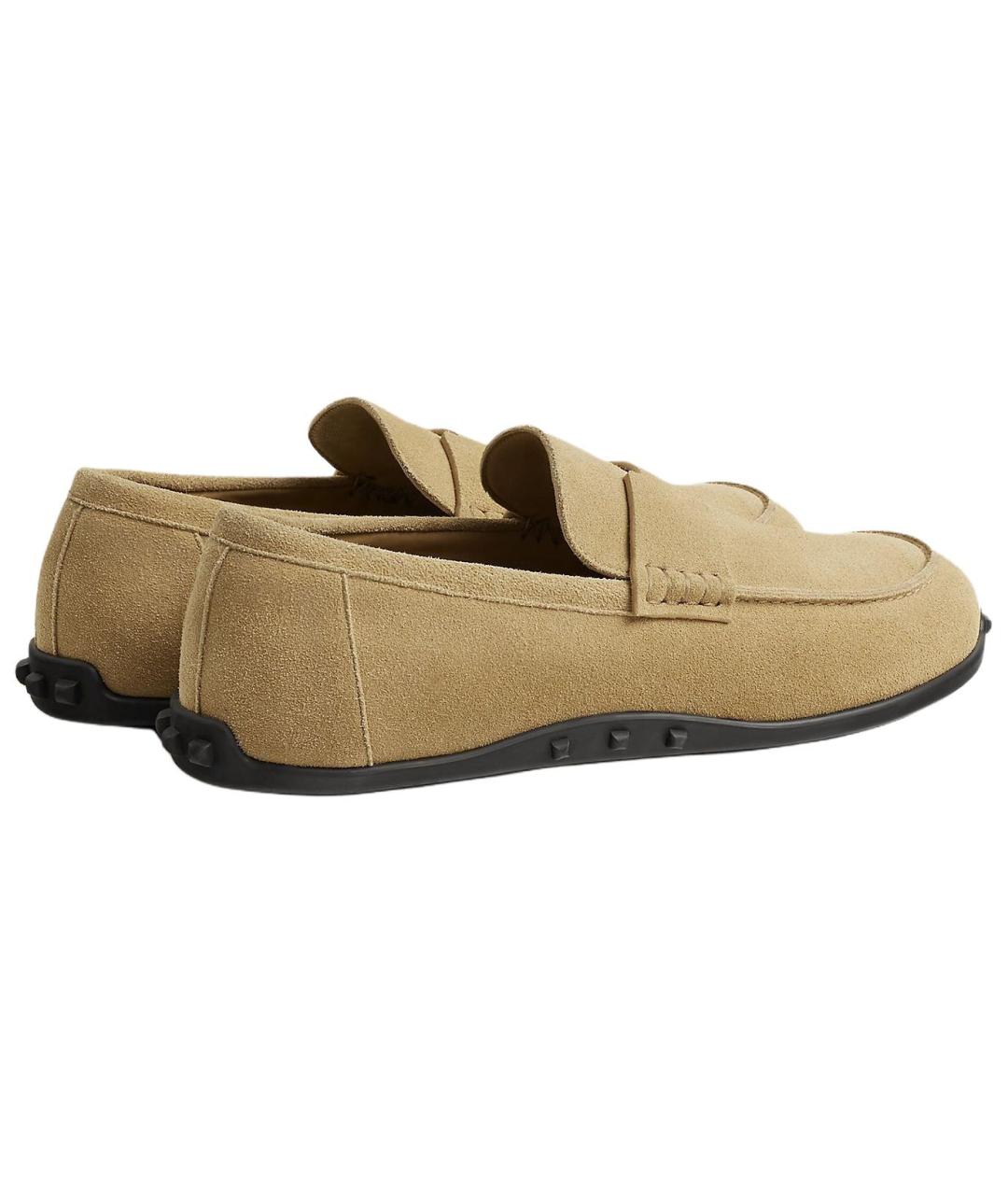 HERMES Бежевые замшевые лоферы, фото 4