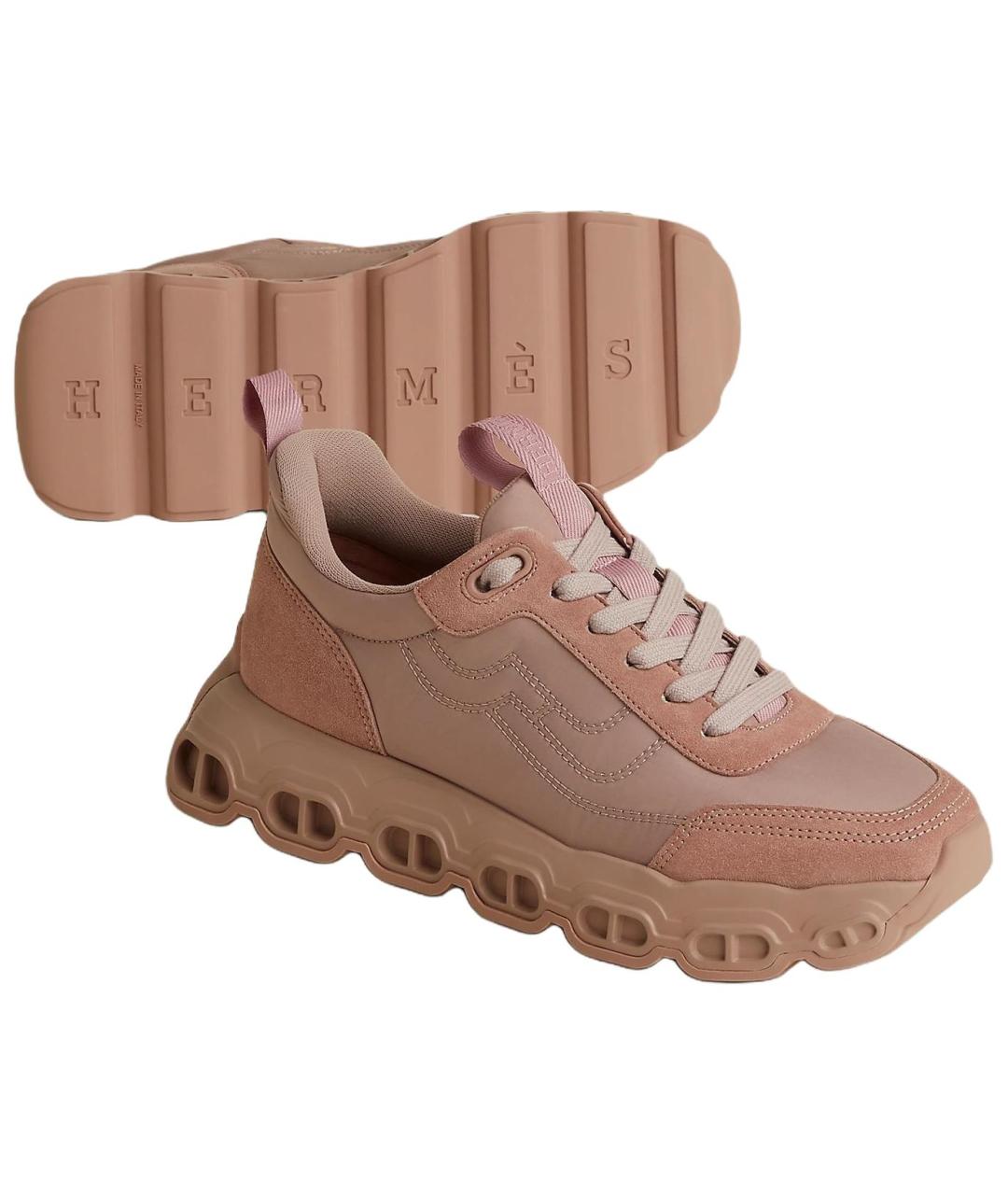 HERMES Розовые замшевые кроссовки, фото 4