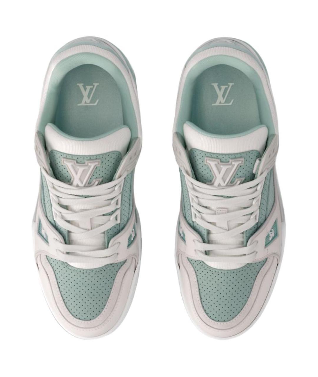 LOUIS VUITTON Бирюзовые кожаные кроссовки, фото 4