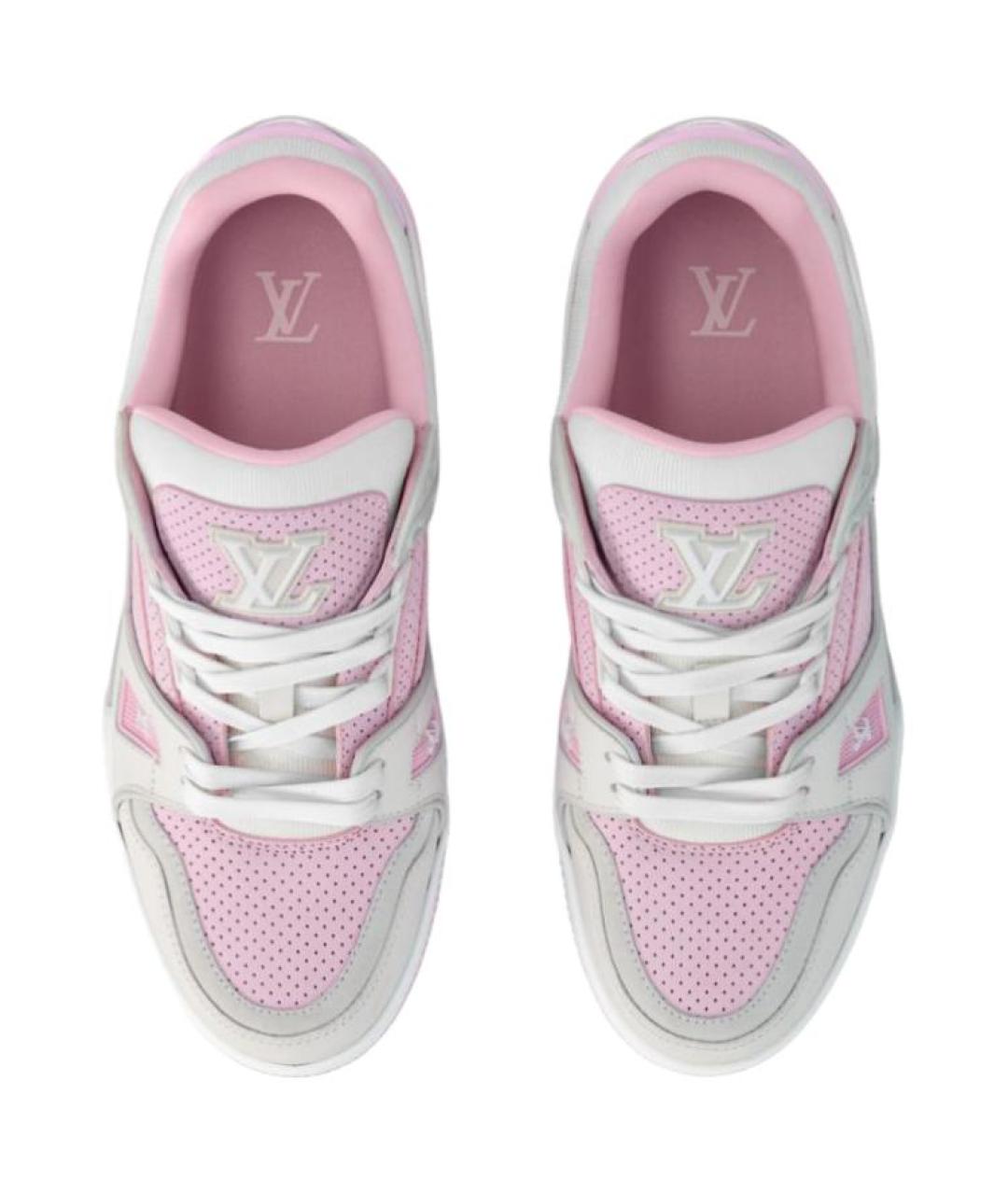 LOUIS VUITTON Розовые кожаные кроссовки, фото 4