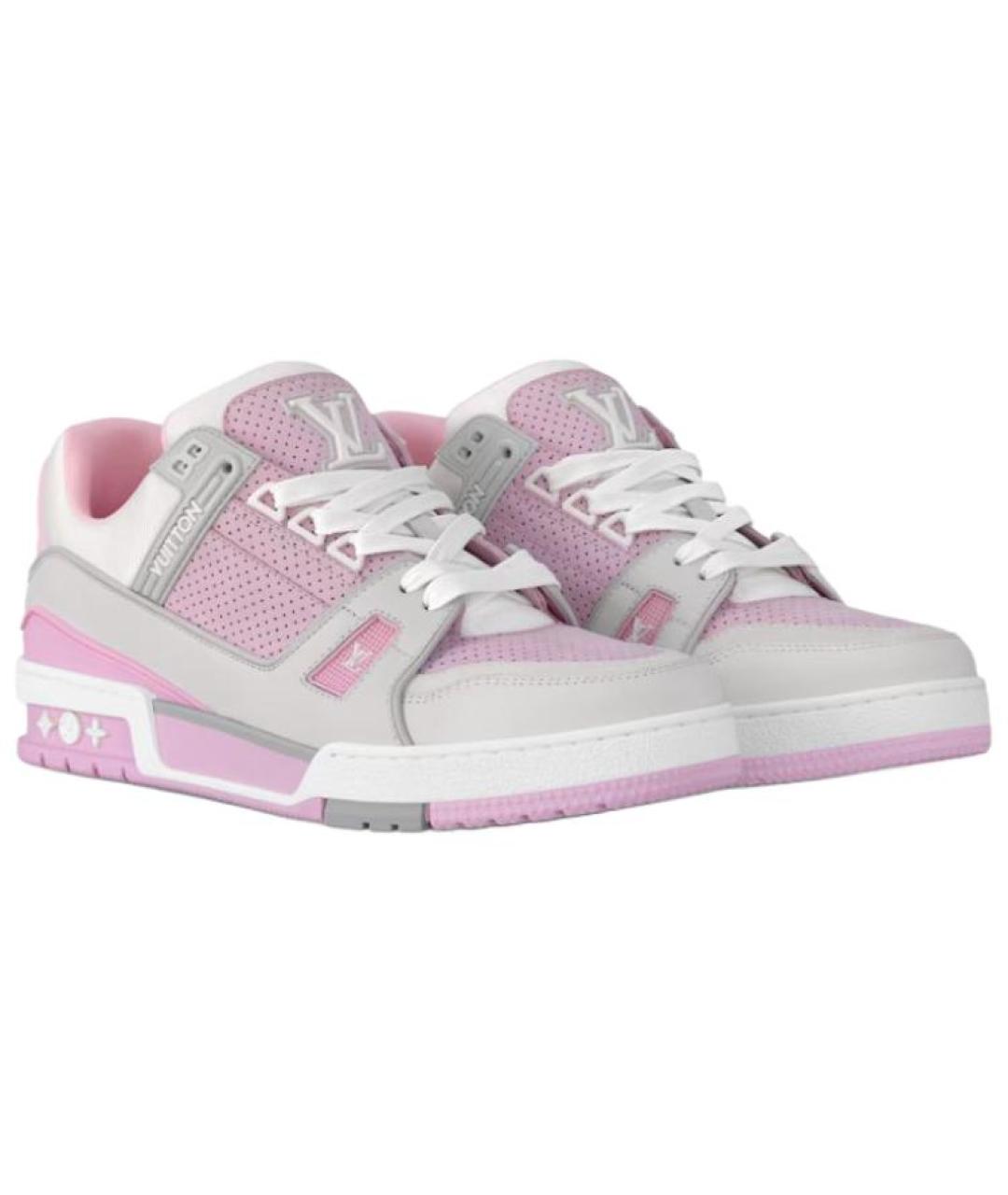 LOUIS VUITTON Розовые кожаные кроссовки, фото 3