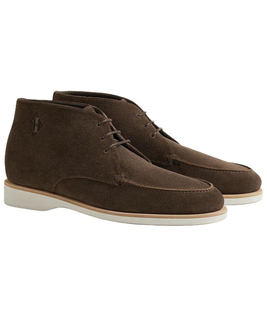 HERMES Коричневые замшевые лоферы, фото 3