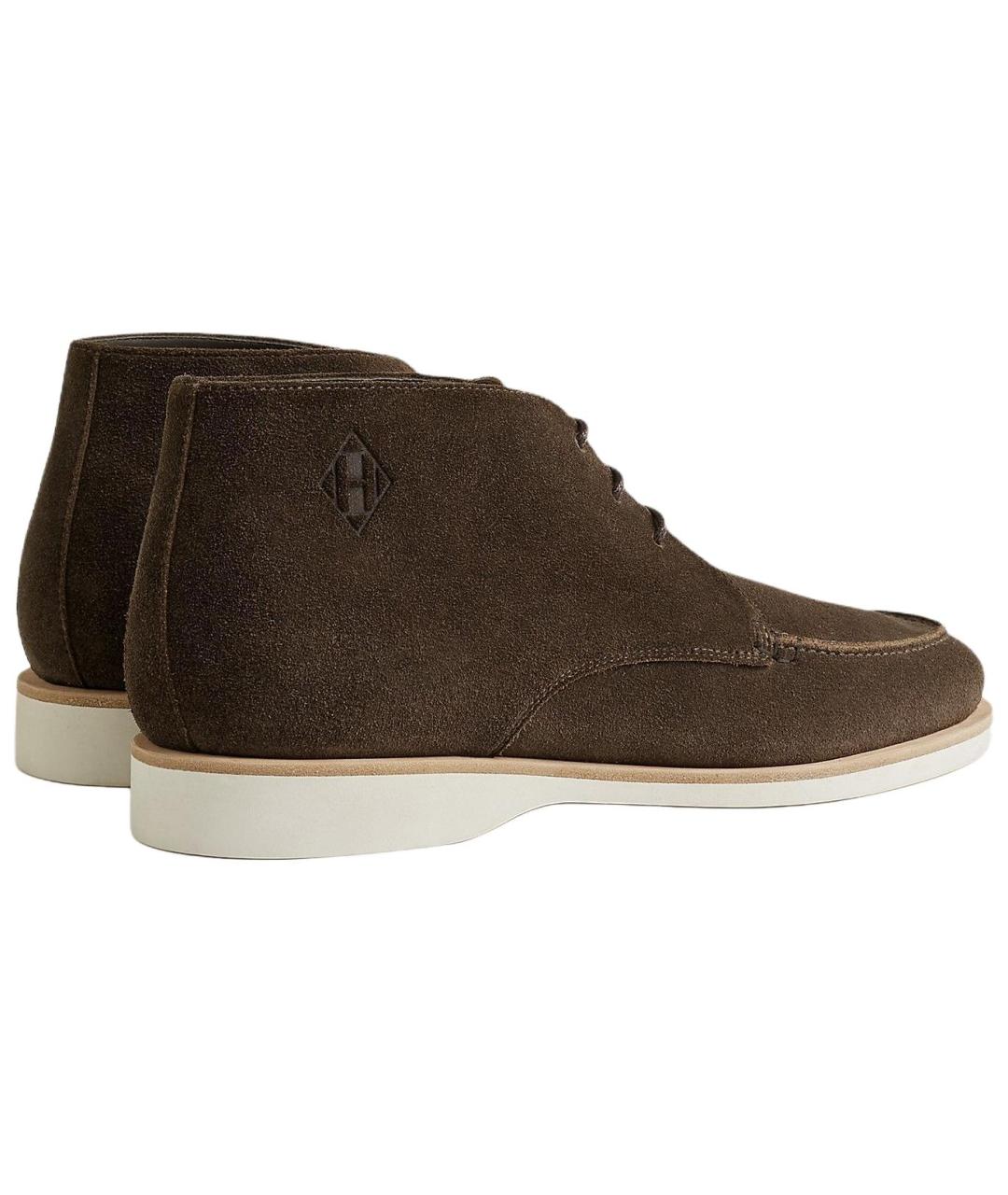 HERMES Коричневые замшевые лоферы, фото 4