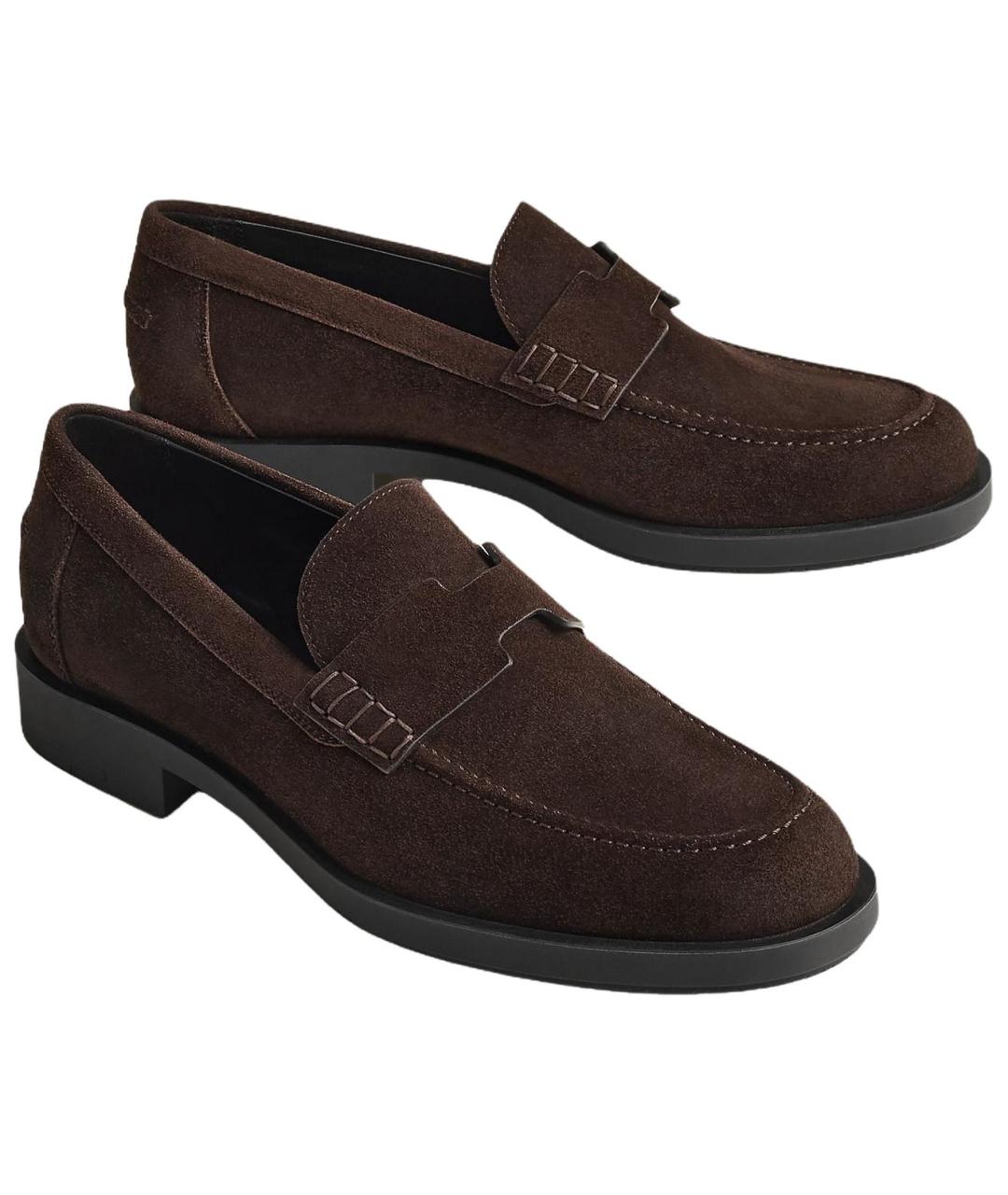 HERMES Коричневые замшевые лоферы, фото 3