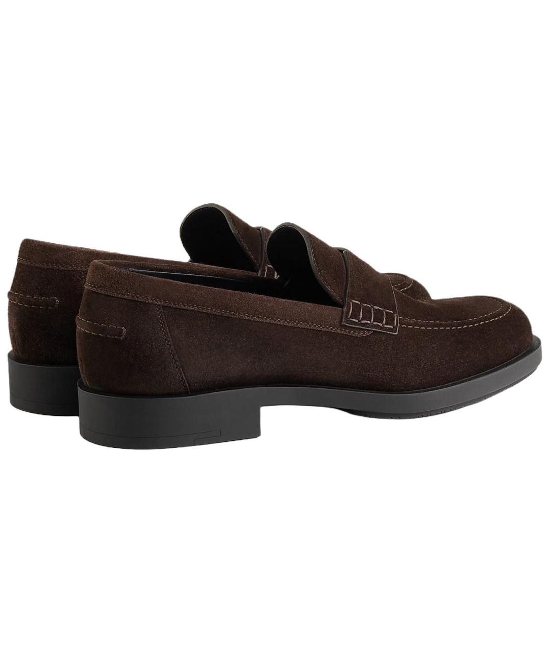 HERMES Коричневые замшевые лоферы, фото 4