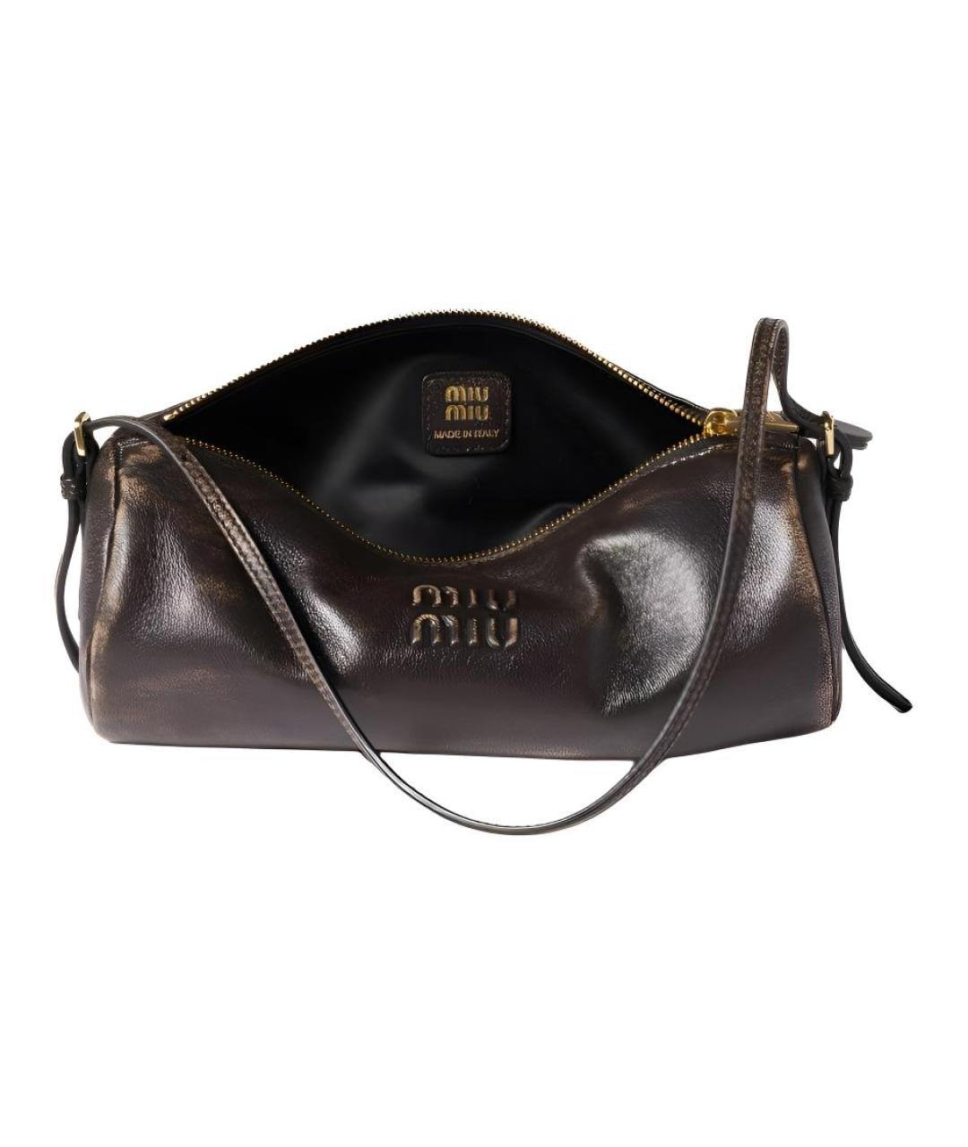 MIU MIU Коричневая кожаная сумка через плечо, фото 4