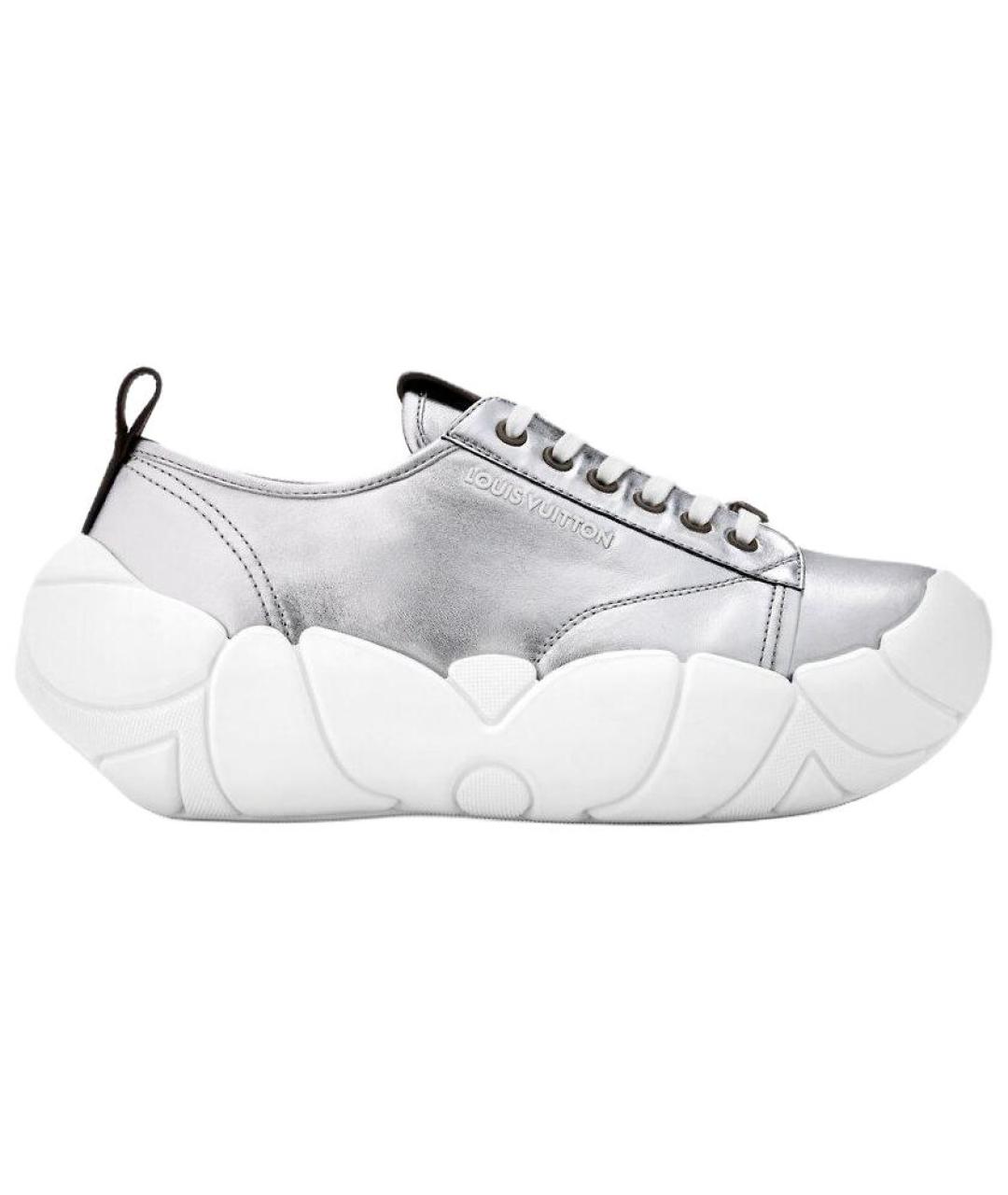 LOUIS VUITTON Серебряные кожаные кроссовки, фото 1