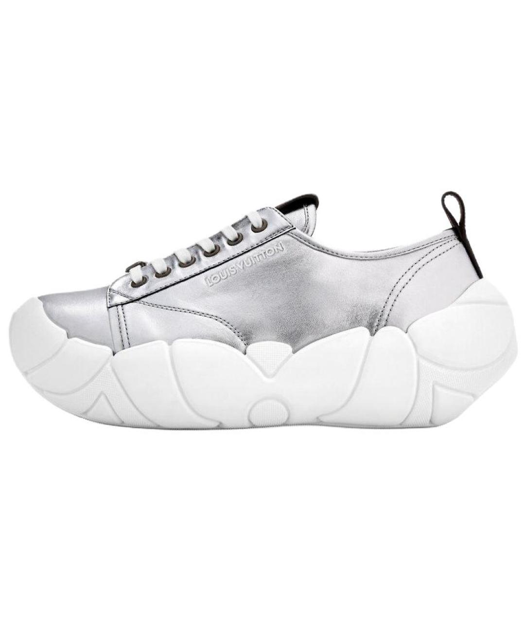LOUIS VUITTON Серебряные кожаные кроссовки, фото 2