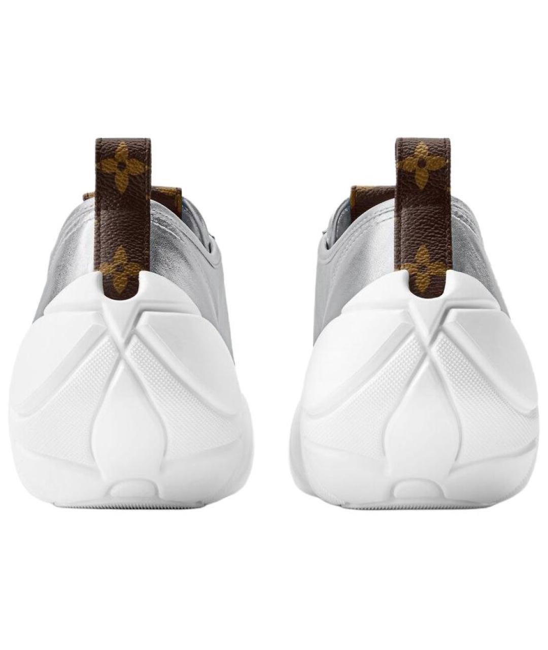 LOUIS VUITTON Серебряные кожаные кроссовки, фото 5