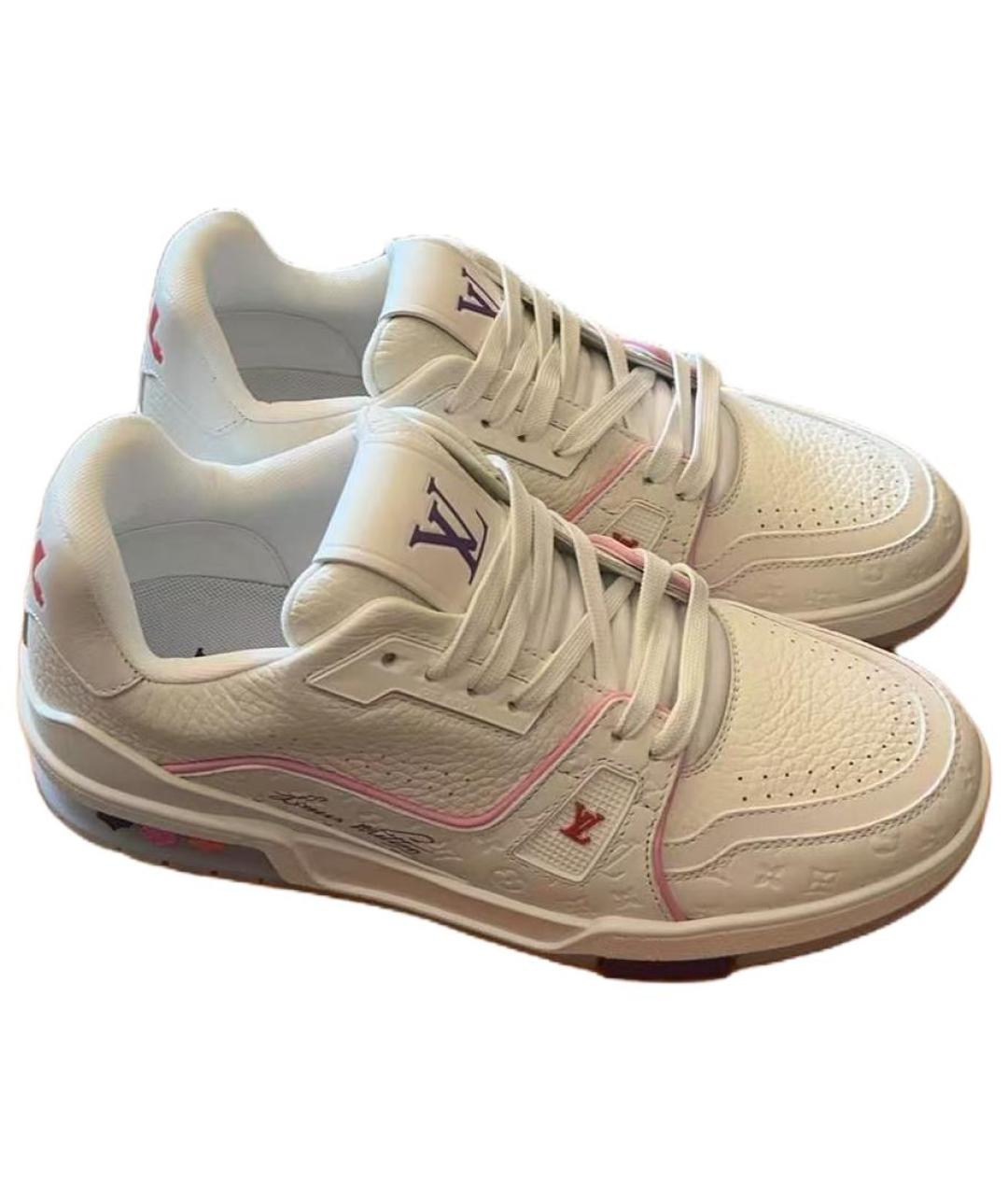 LOUIS VUITTON Белые кожаные кроссовки, фото 4