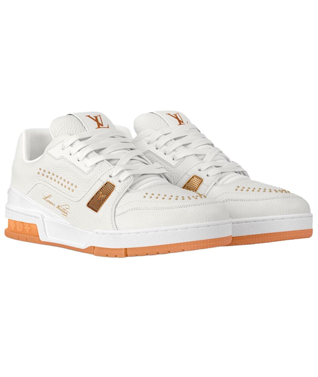 LOUIS VUITTON Белые кожаные низкие кроссовки / кеды, фото 2
