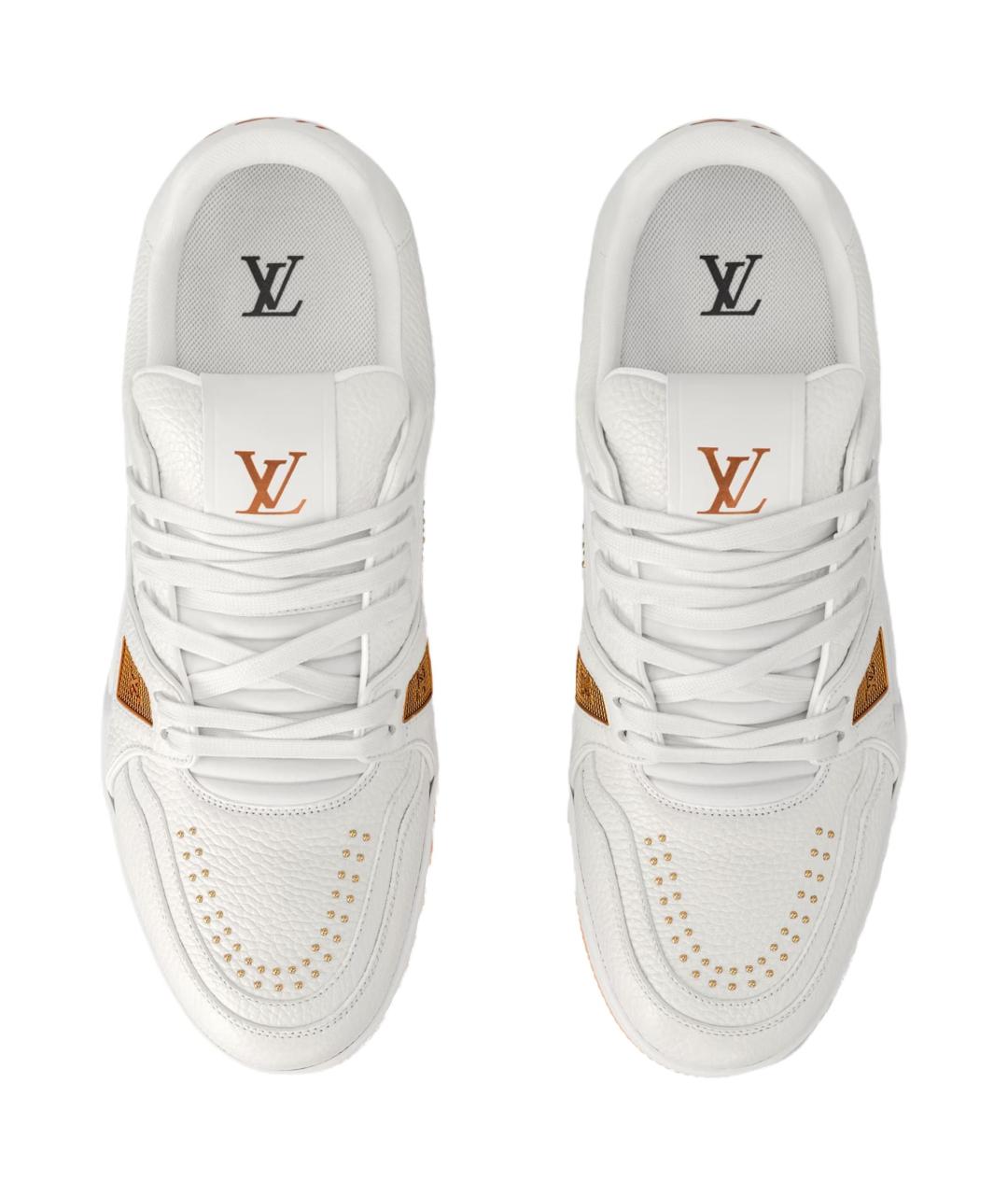 LOUIS VUITTON Белые кожаные низкие кроссовки / кеды, фото 3