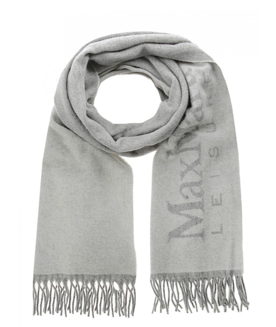 MAX MARA Серый шерстяной шарф, фото 9