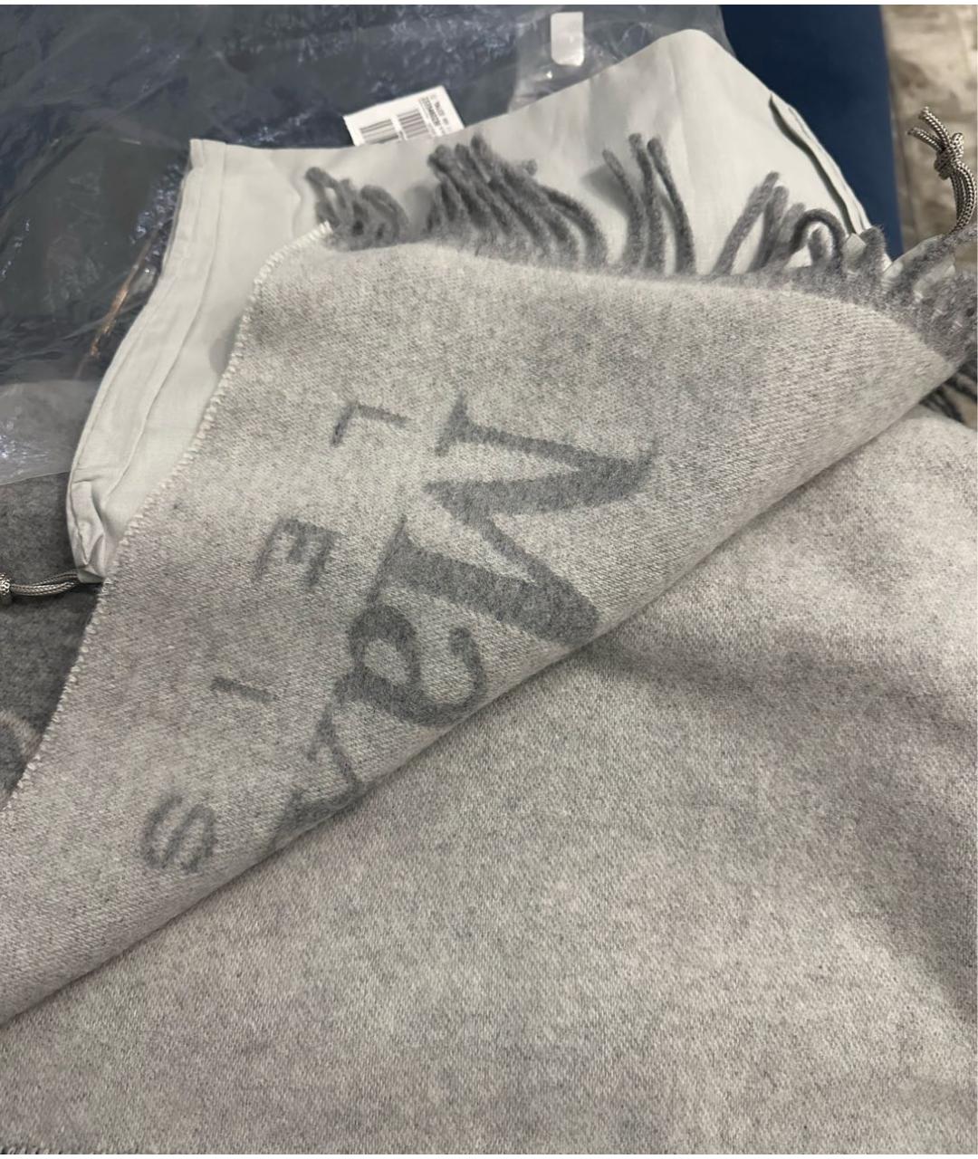 MAX MARA Серый шерстяной шарф, фото 5