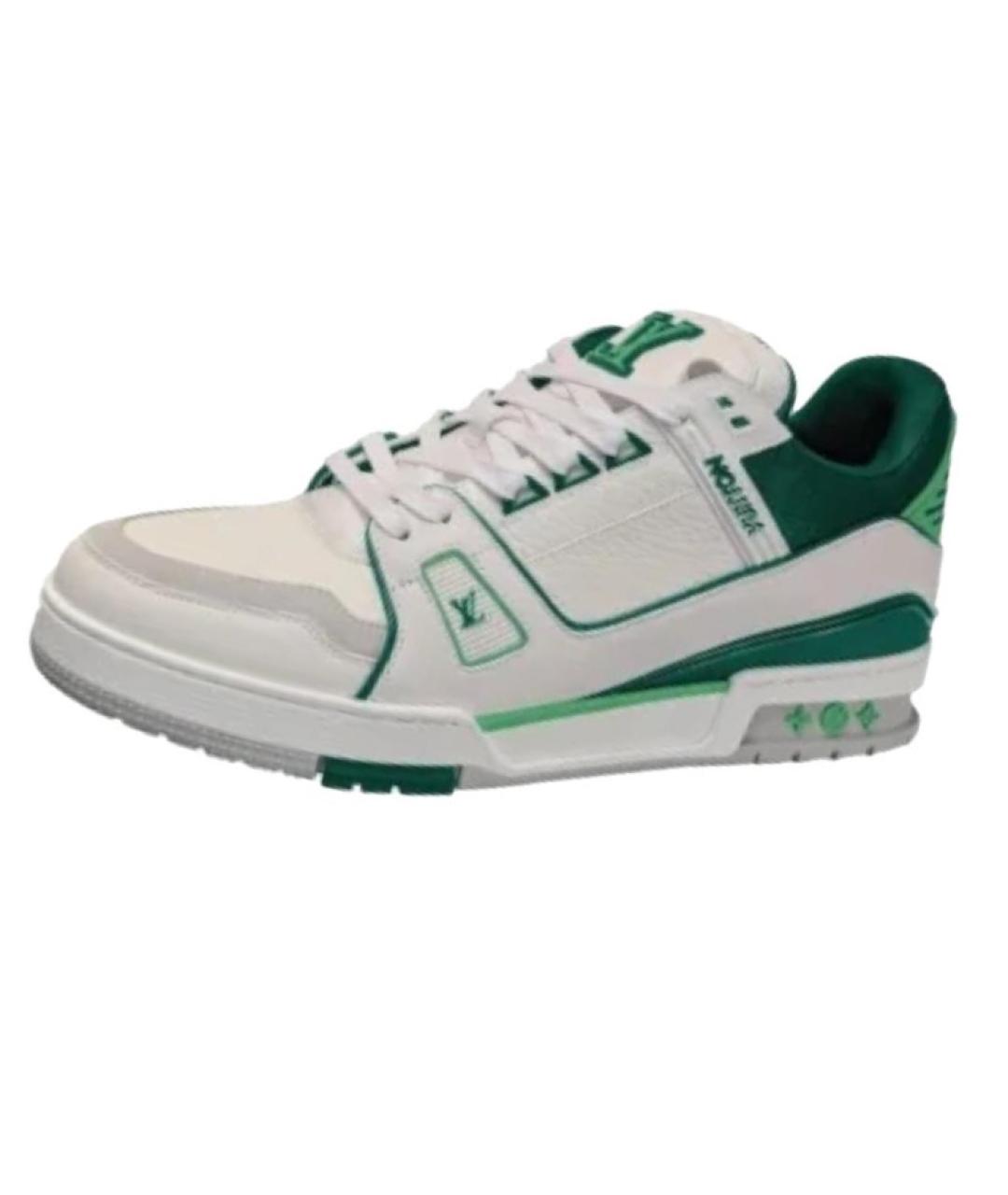 LOUIS VUITTON Зеленые кожаные низкие кроссовки / кеды, фото 2