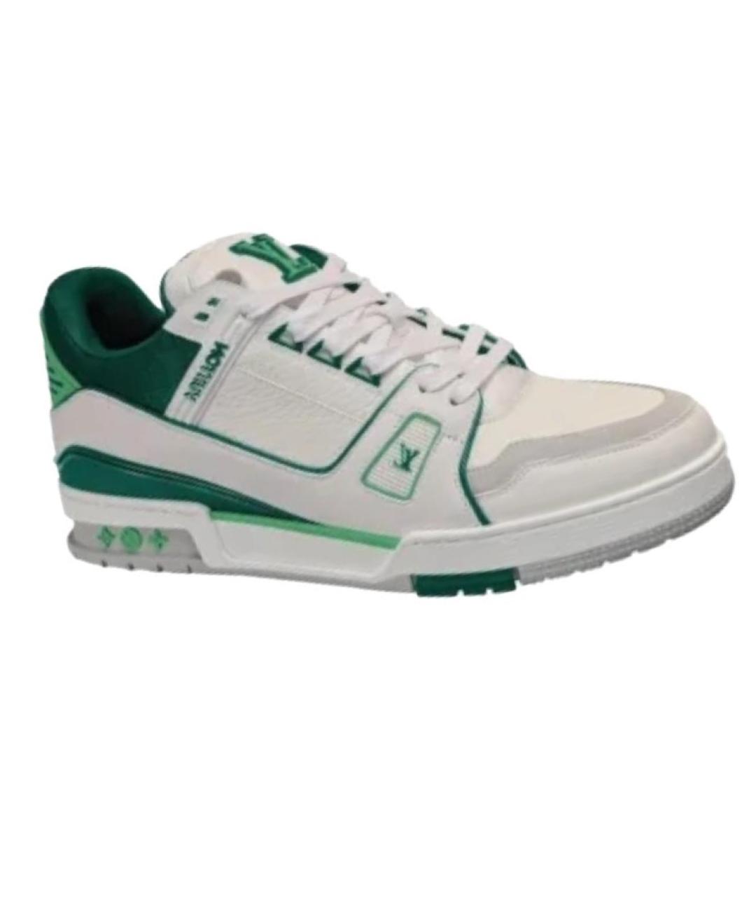 LOUIS VUITTON Зеленые кожаные низкие кроссовки / кеды, фото 1