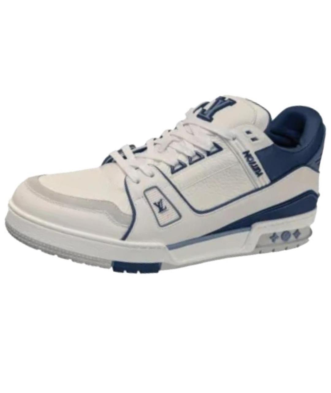 LOUIS VUITTON Синие кожаные низкие кроссовки / кеды, фото 2