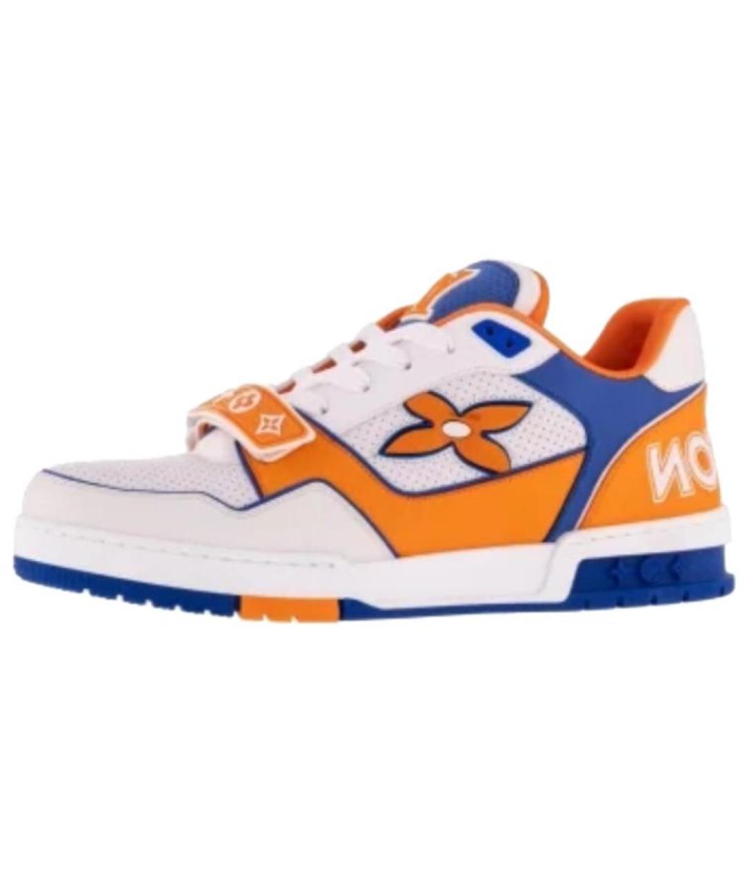 LOUIS VUITTON Оранжевое кожаные низкие кроссовки / кеды, фото 2