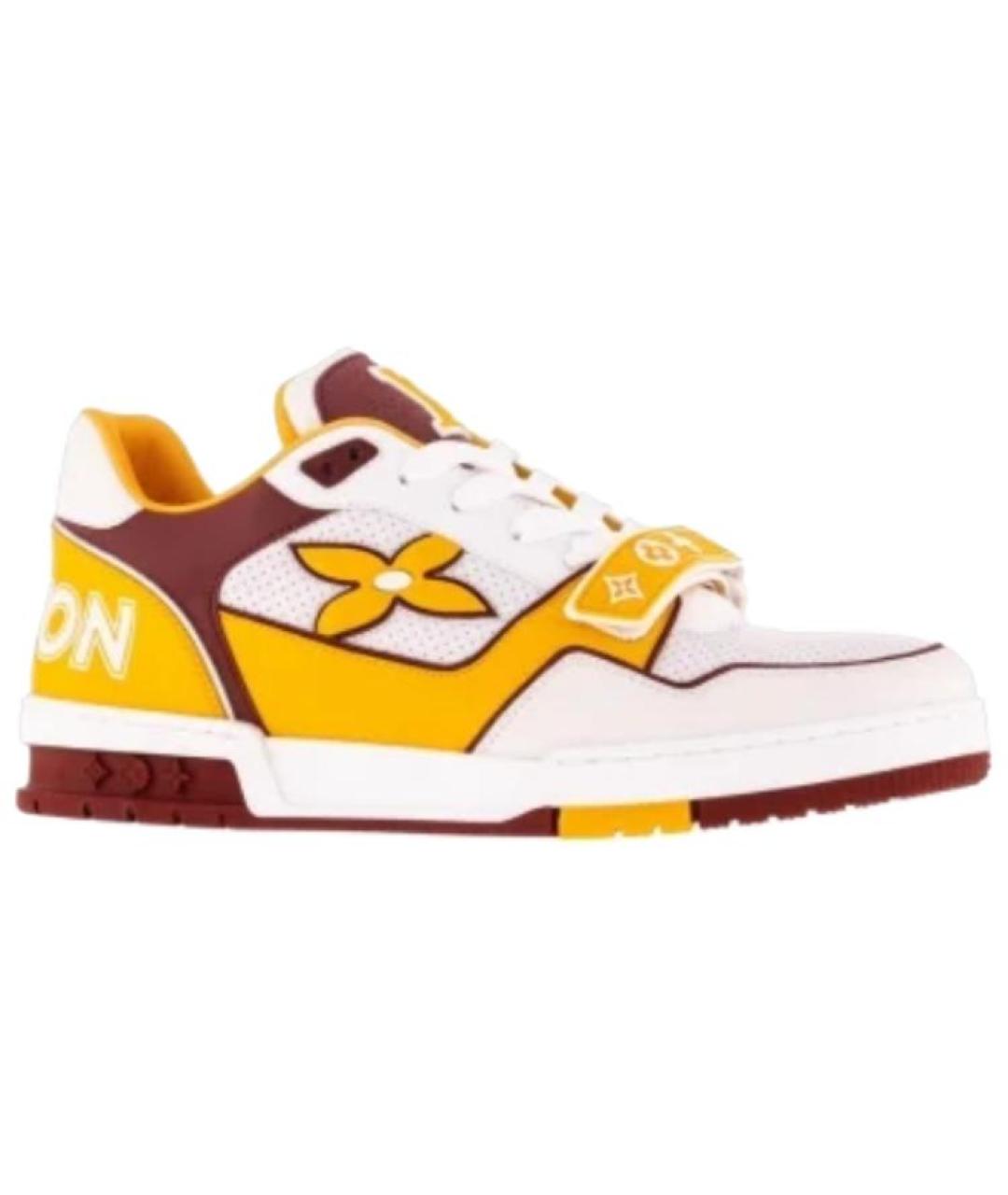 LOUIS VUITTON Желтые кожаные низкие кроссовки / кеды, фото 1