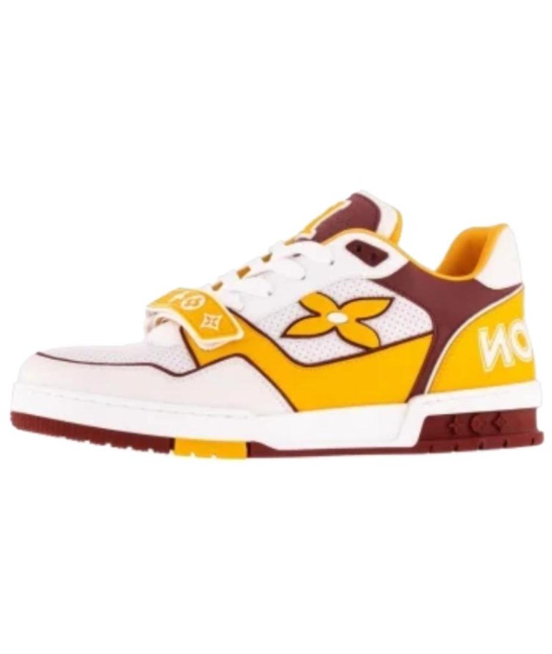 LOUIS VUITTON Желтые кожаные низкие кроссовки / кеды, фото 2