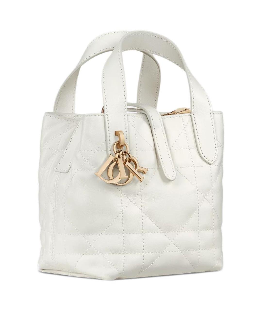 CHRISTIAN DIOR Белая кожаная сумка через плечо, фото 3