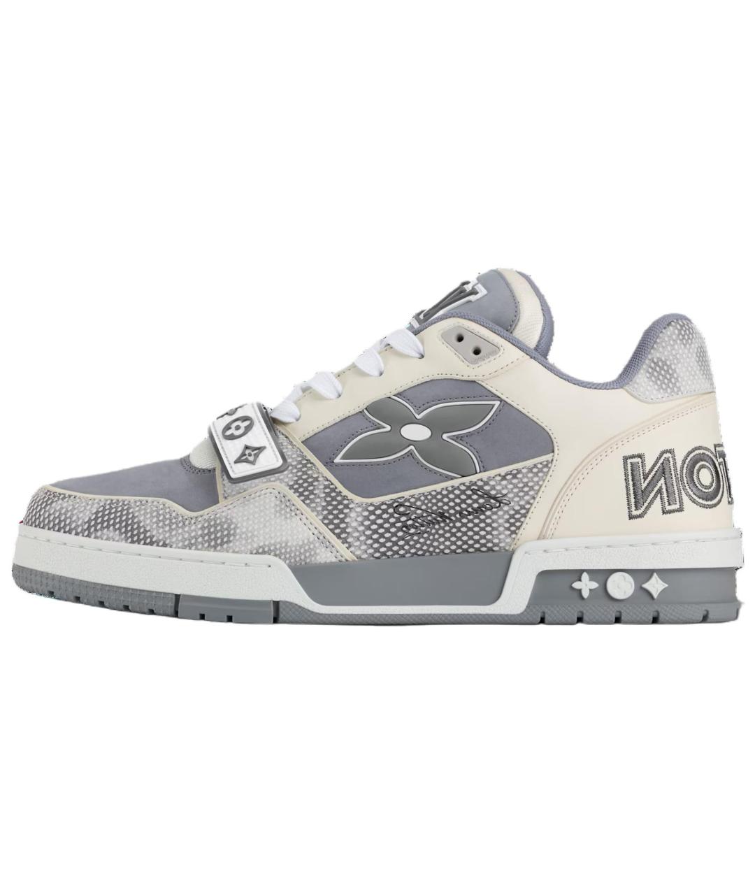 LOUIS VUITTON Серые кожаные низкие кроссовки / кеды, фото 2