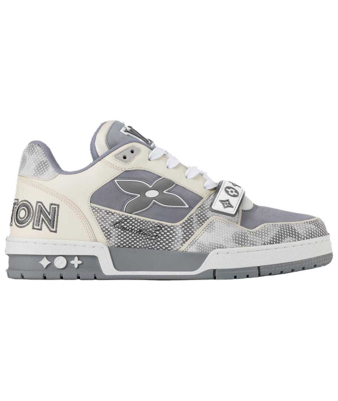 LOUIS VUITTON Серые кожаные низкие кроссовки / кеды, фото 1