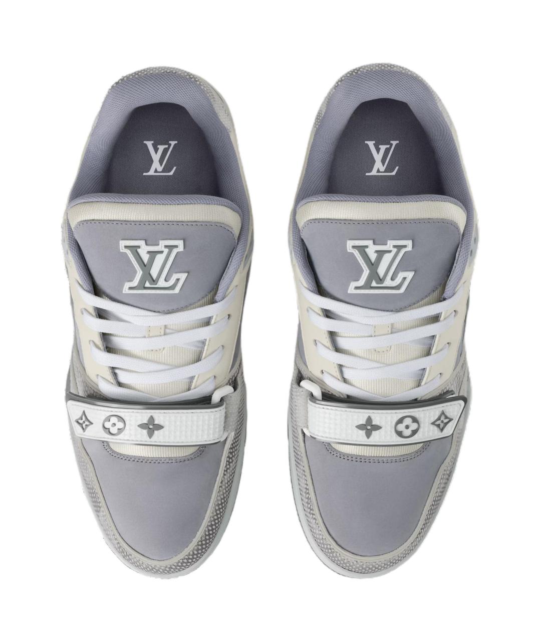 LOUIS VUITTON Серые кожаные низкие кроссовки / кеды, фото 4