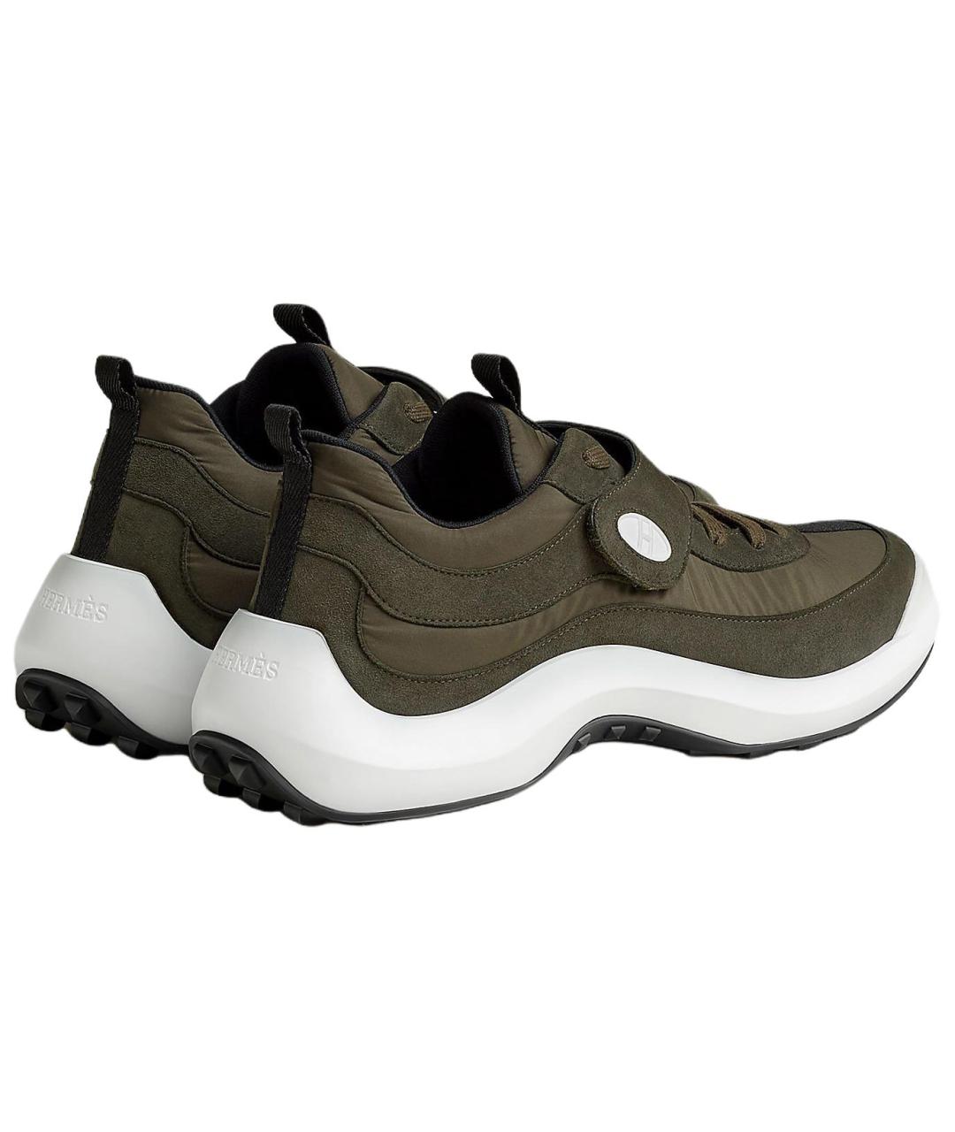 HERMES Зеленые текстильные низкие кроссовки / кеды, фото 4