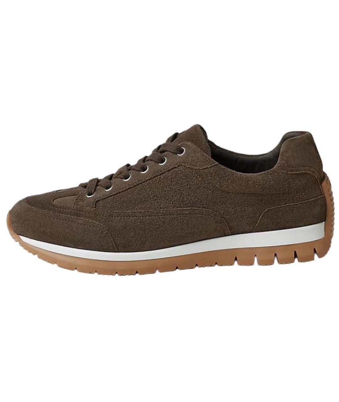 HERMES Коричневые замшевые низкие кроссовки / кеды, фото 2