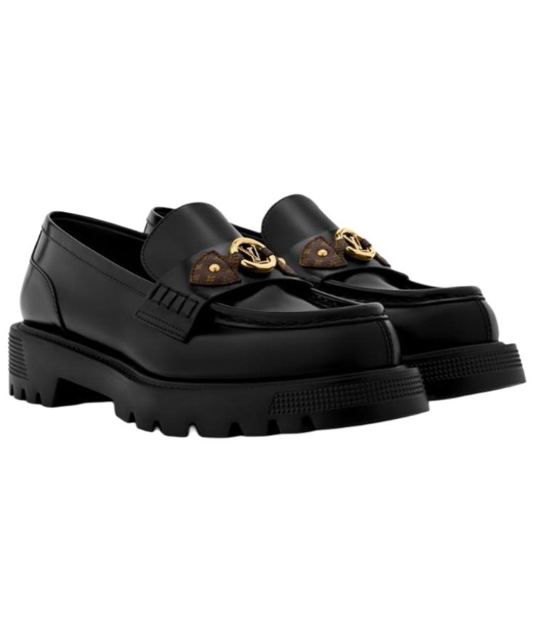 LOUIS VUITTON Черные кожаные лоферы, фото 3