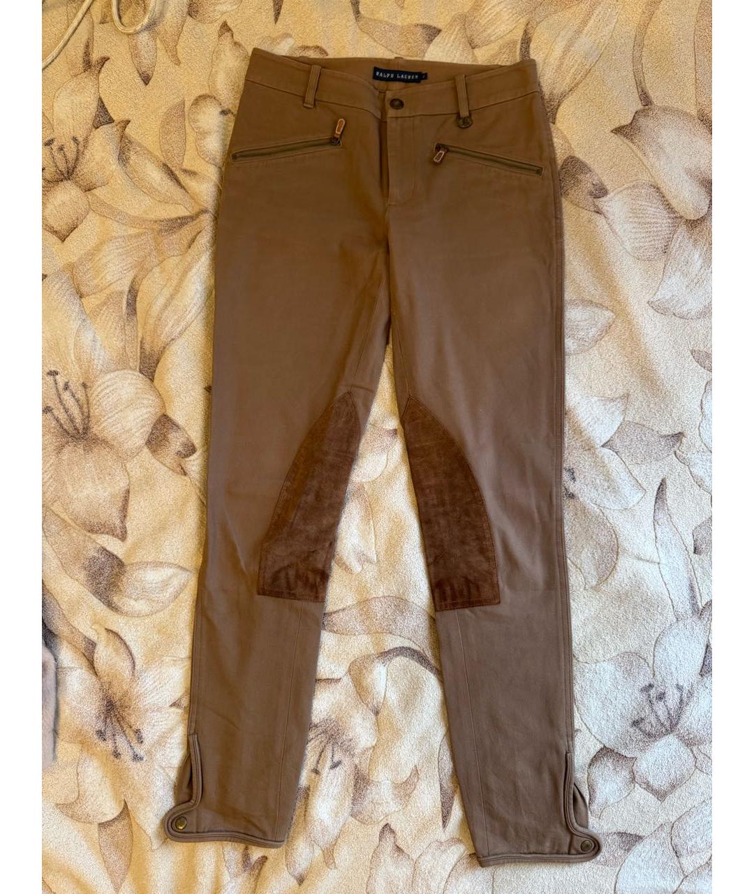 RALPH LAUREN Коричневые хлопко-эластановые брюки узкие, фото 9