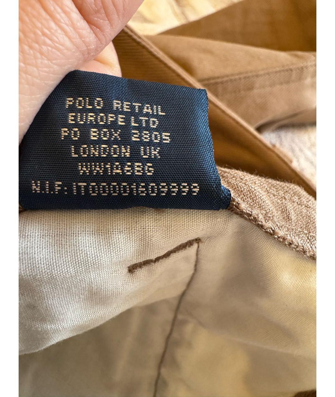 RALPH LAUREN Коричневые хлопко-эластановые брюки узкие, фото 4