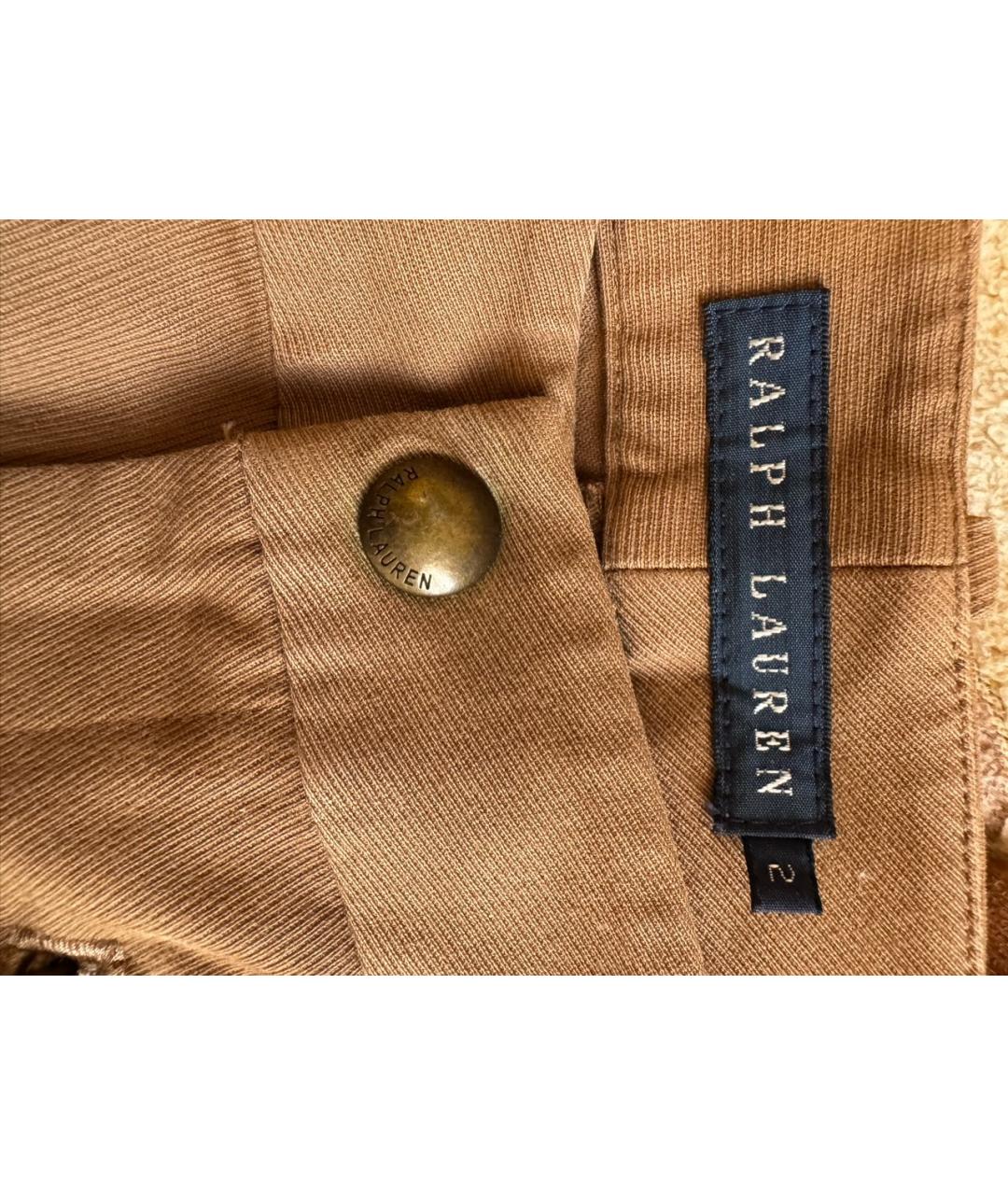 RALPH LAUREN Коричневые хлопко-эластановые брюки узкие, фото 3