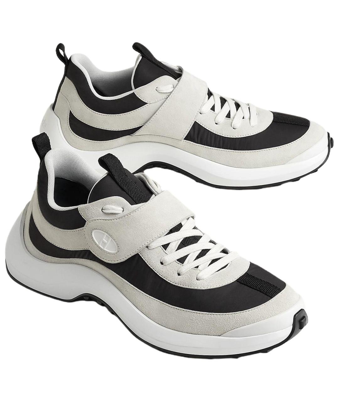 HERMES Белые замшевые низкие кроссовки / кеды, фото 3