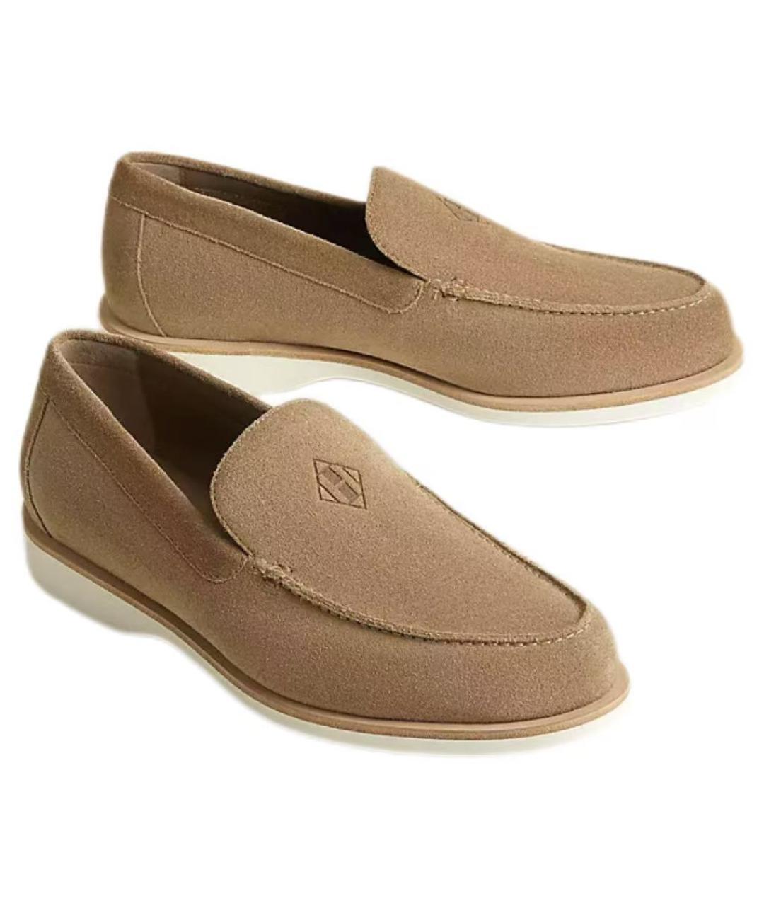 HERMES Бежевые замшевые лоферы, фото 3