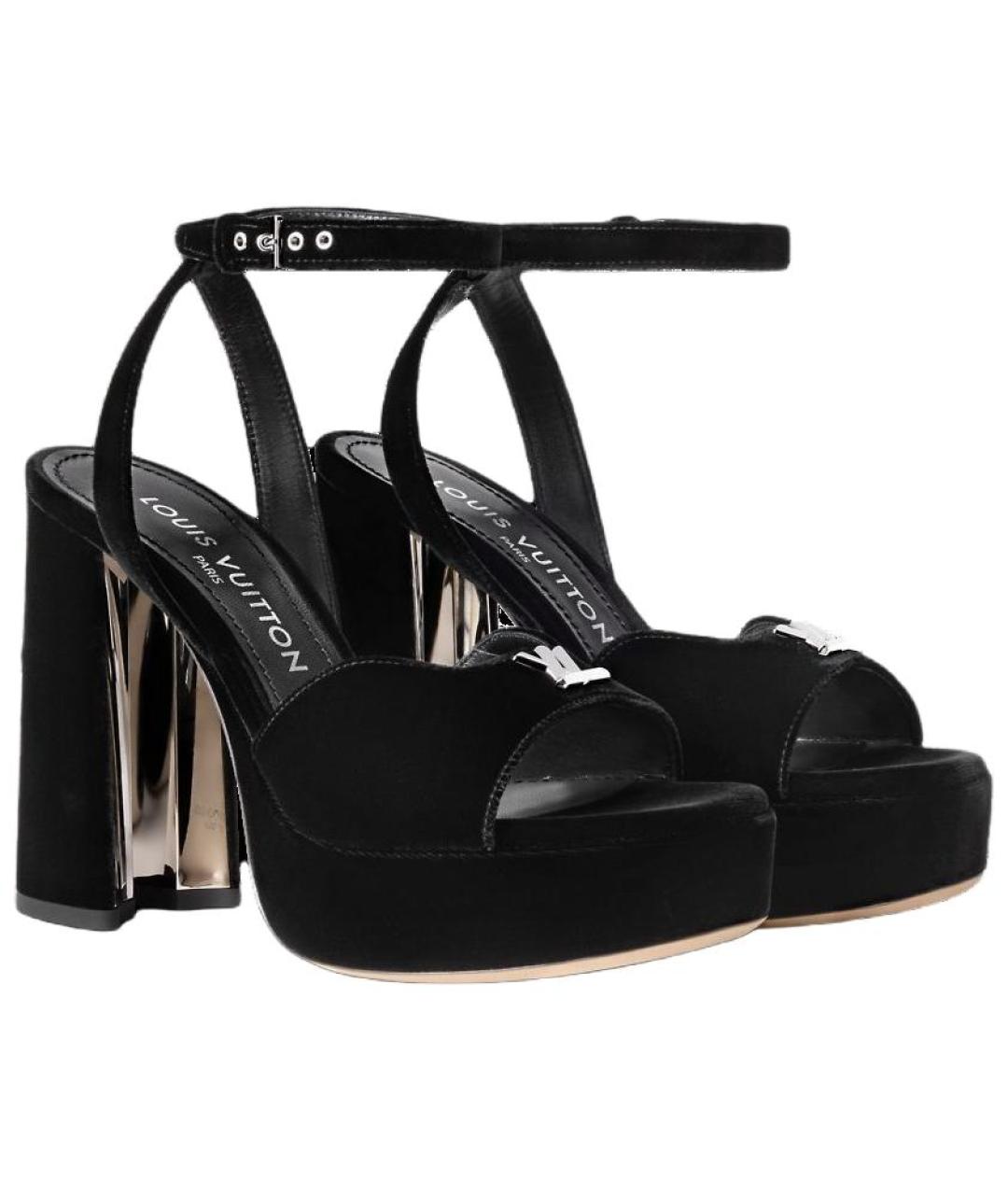 LOUIS VUITTON Черные замшевые босоножки, фото 3