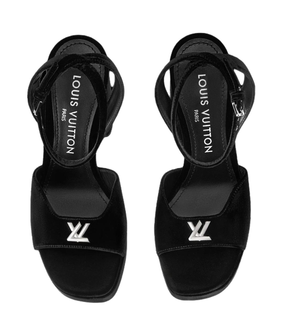 LOUIS VUITTON Черные замшевые босоножки, фото 4