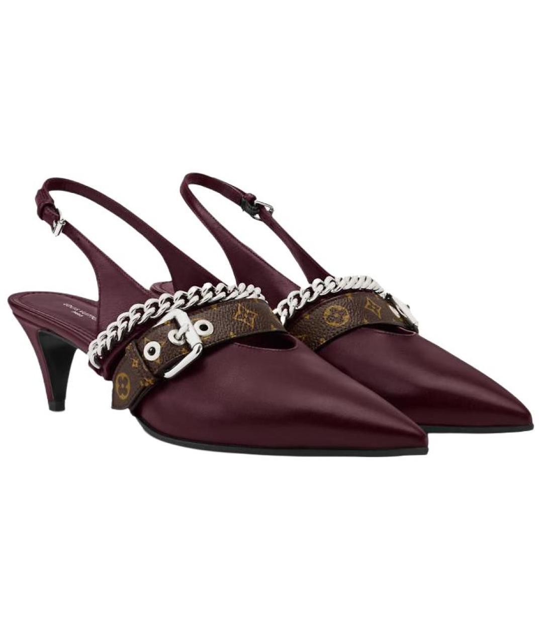 LOUIS VUITTON Бордовые кожаные туфли, фото 3